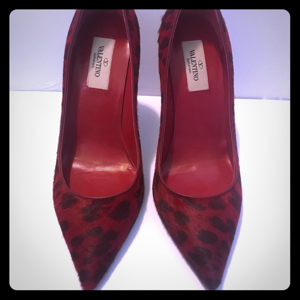 Valentino red and black leopard heels size 37